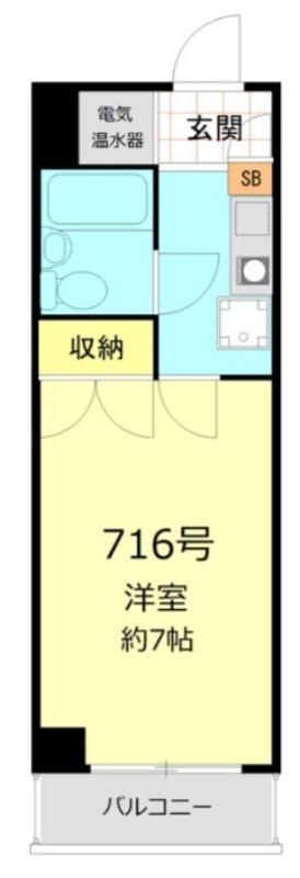 マンション五反田(1K/7階)の間取り写真