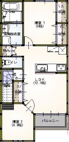 イーストハイツ(2LDK/2階)の間取り写真