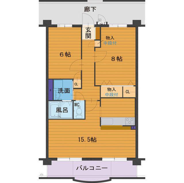 ハートフルマンション VILLA LUNA(2LDK/1階)の間取り写真
