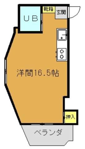 グリーンマンションII(ワンルーム/1階)の間取り写真