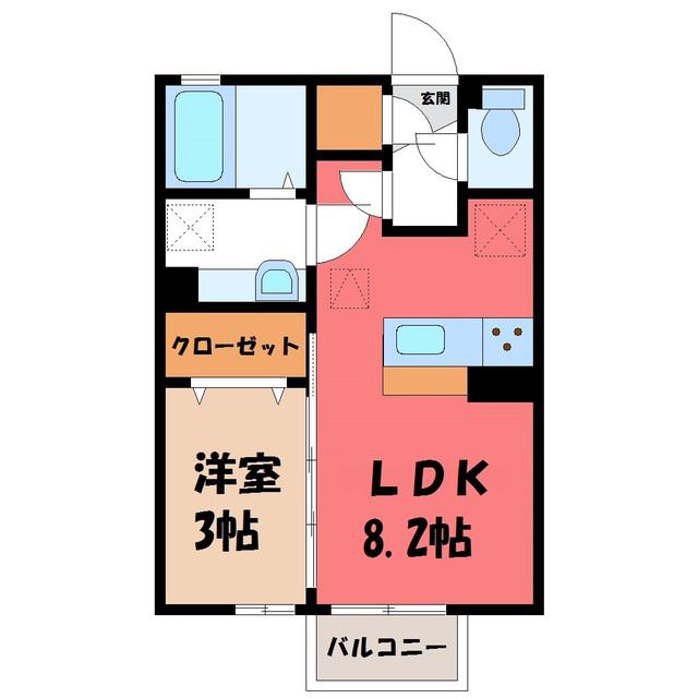 エール ド クラージュ B(1LDK/1階)の間取り写真
