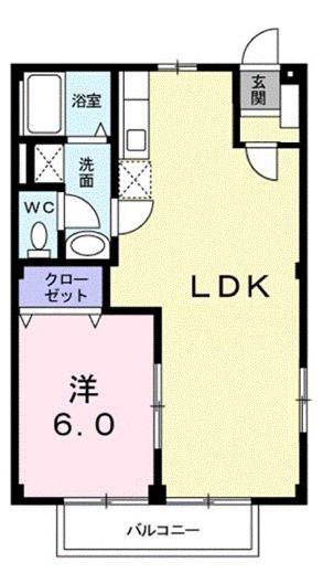 パークシティ坂入(1LDK/2階)の間取り写真