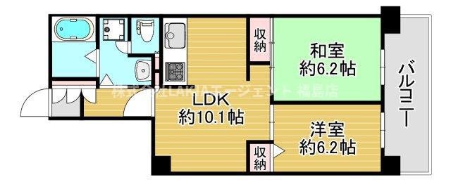 藤和堂島ハイタウン(2LDK/9階)の間取り写真