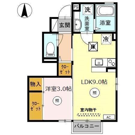 ヒロブレイズ(1LDK/1階)の間取り写真