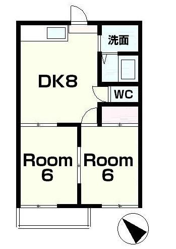 ハイツアルペンローズ(2DK/2階)の間取り写真