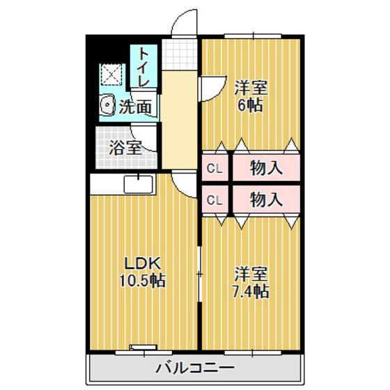 パークサイドアヴェニュー栄町(2LDK/3階)の間取り写真