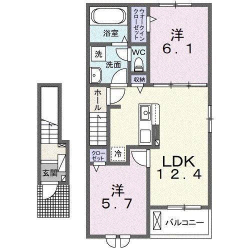 アザレアT I(2LDK/2階)の間取り写真