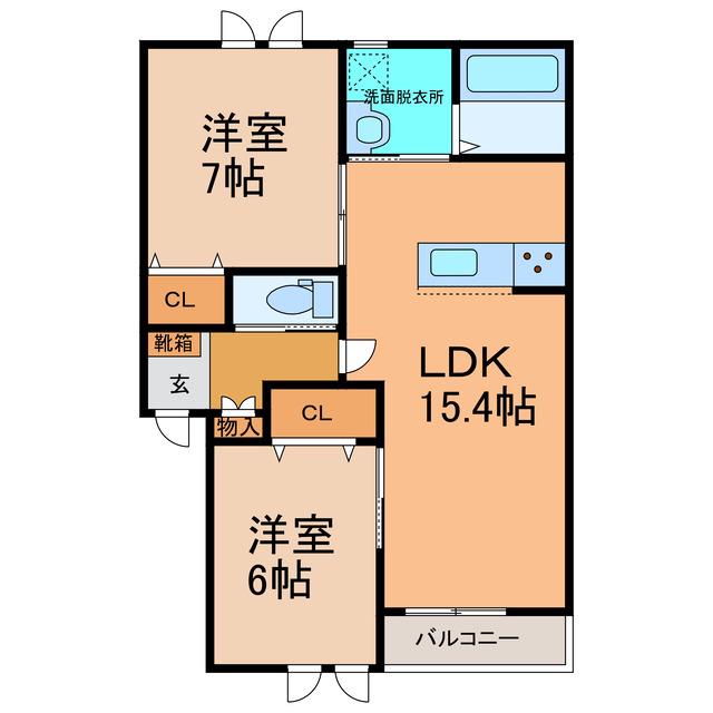 トレイブルック南館(2LDK/3階)の間取り写真