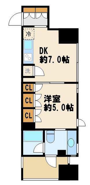プロスペクトKALON三ノ輪(1DK/6階)の間取り写真