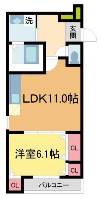 フジパレス西宮甲東園III番館(1LDK/2階)の間取り写真
