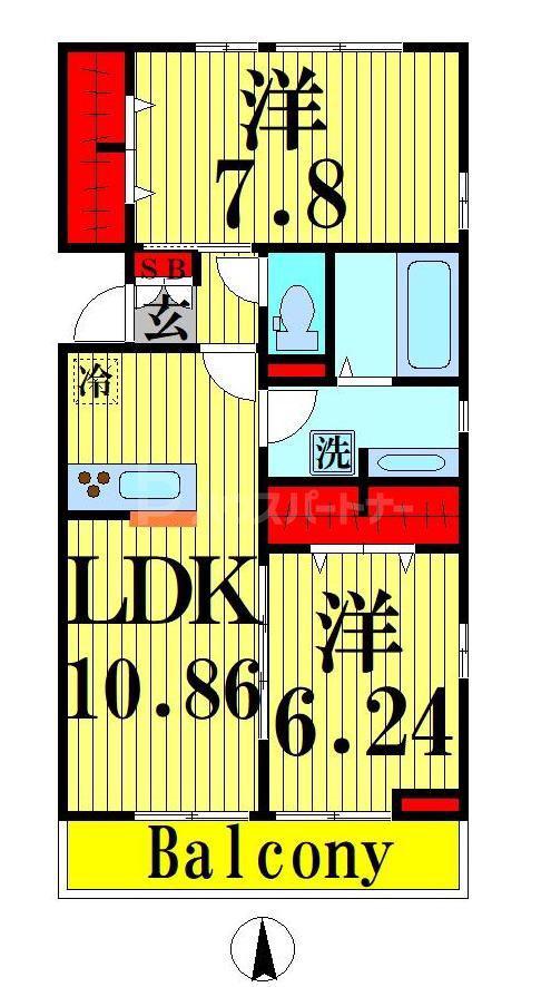 パレドールモア(2LDK/2階)の間取り写真
