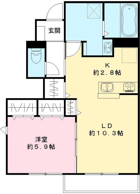 ＪＲ東海道本線 野洲駅 バス乗車時間：17分 最寄りバス停で下車 徒歩2分 2階建 新築(1LDK/1階)の間取り写真