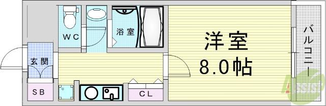 ロイヤル御幣島(1K/6階)の間取り写真