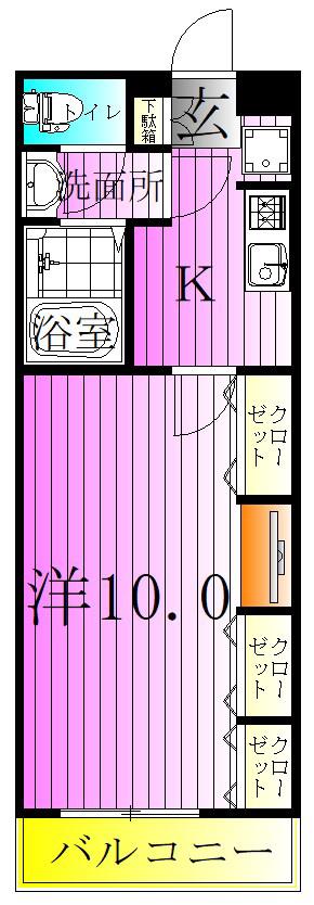 RIBION(1K/2階)の間取り写真