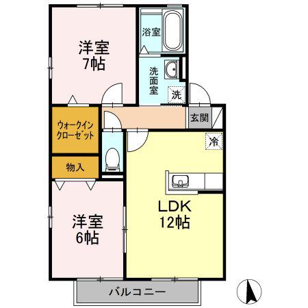 サニーコート C棟(2LDK/2階)の間取り写真