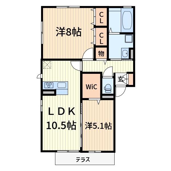 LA・LUCEII(2LDK/2階)の間取り写真
