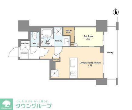 ドゥーエ府中II(1LDK/8階)の間取り写真