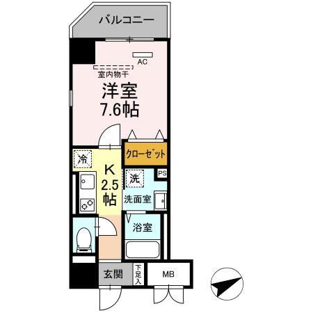 サンジョイア(1K/4階)の間取り写真