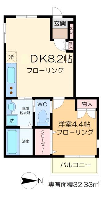 レジオン東向島(1DK/1階)の間取り写真