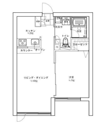 プライムアーバン市谷仲之町(1LDK/3階)の間取り写真