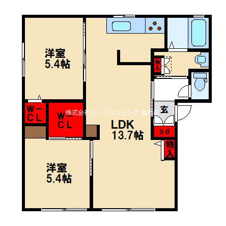コンフォール川原田(2LDK/2階)の間取り写真