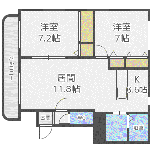 モンテローザ(2LDK/2階)の間取り写真