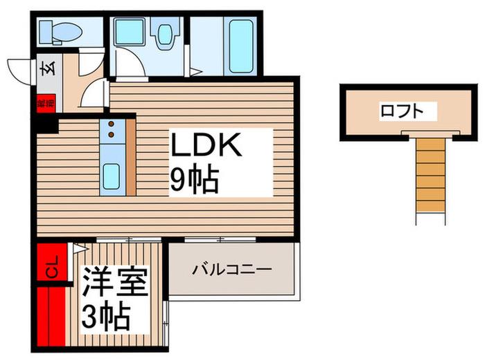 N.Lソラリア(1LDK/3階)の間取り写真
