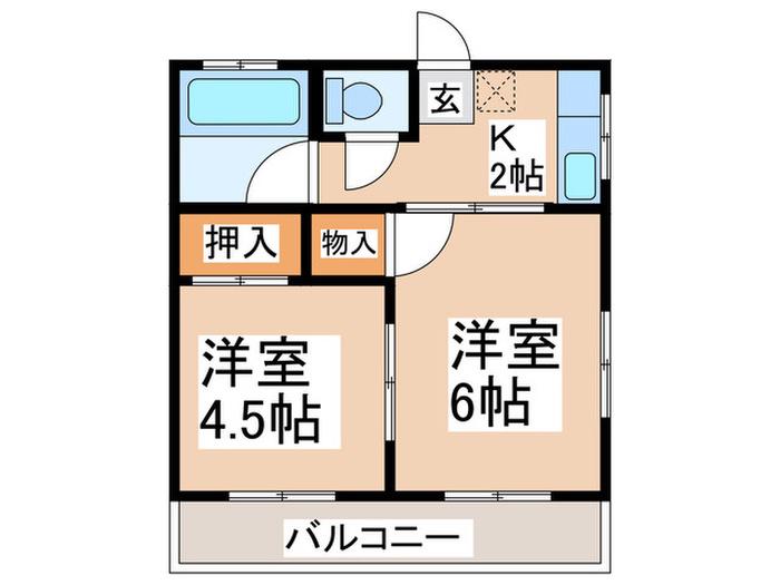 恵比寿荘(2K/1階)の間取り写真