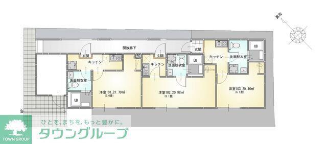 オーチェ上尾(1K/1階)の間取り写真