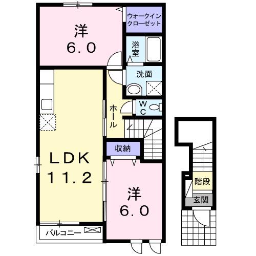 あじさい(2LDK/2階)の間取り写真