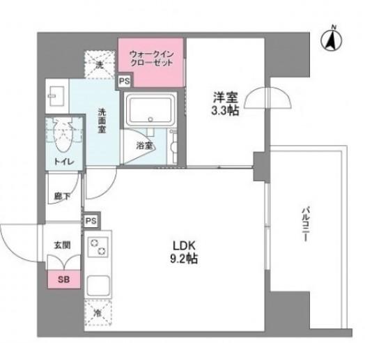 シーズンフラッツ中崎(1LDK/2階)の間取り写真