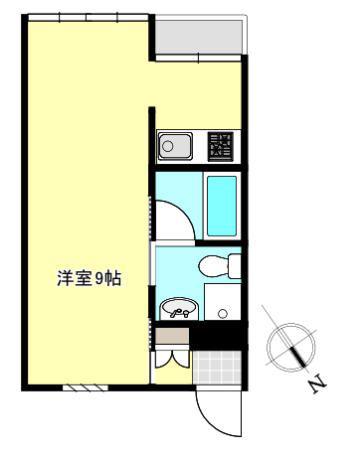 ウエルス吉田(ワンルーム/2階)の間取り写真
