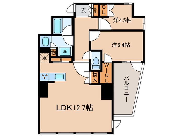 グランスイート市ヶ谷(2LDK/13階)の間取り写真