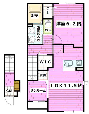 アクシス ウィル 中野東(1LDK/2階)の間取り写真