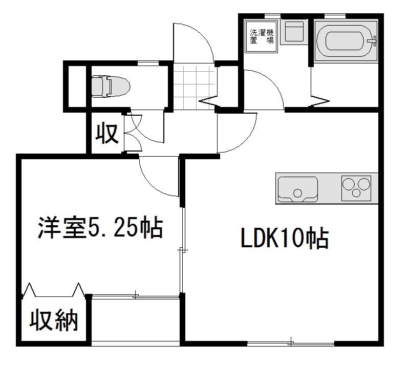 GROW西花尻(1LDK/1階)の間取り写真