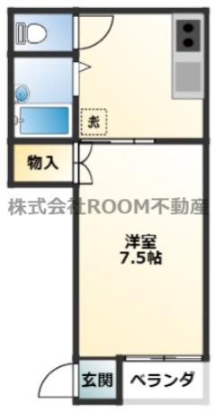 クレストコート B棟(1DK/2階)の間取り写真