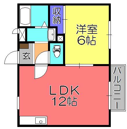 ポイントスクエア(1LDK/2階)の間取り写真
