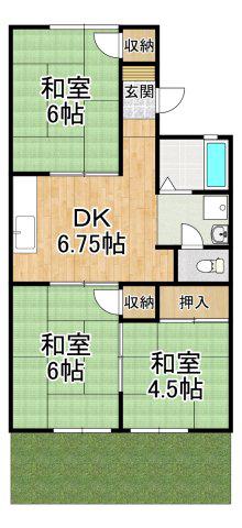 シャトードイワネH(3DK/1階)の間取り写真