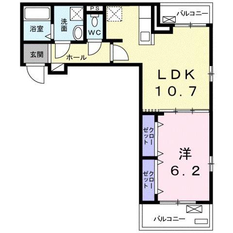 ピッコラ(1LDK/3階)の間取り写真