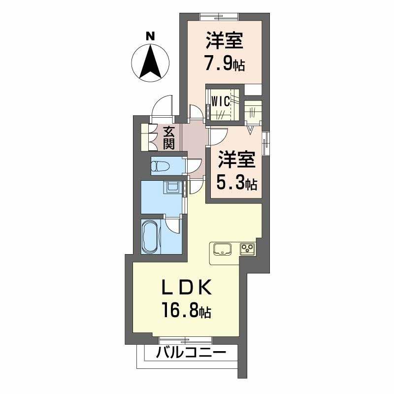 シャーメゾン妻科の杜(2LDK/2階)の間取り写真