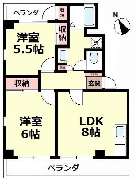 コーポ太陽(2LDK/2階)の間取り写真