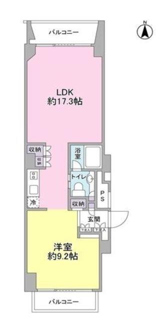 N3ユニテ(1LDK/8階)の間取り写真