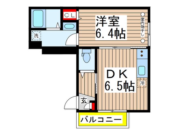スクエアコート(1DK/2階)の間取り写真
