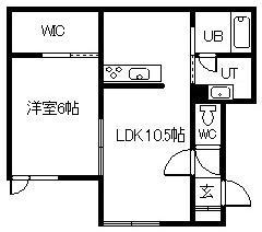 PEACE622 A棟(1LDK/1階)の間取り写真
