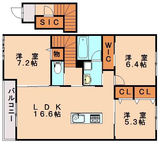 ガーデンズ ジオ A棟(3LDK/2階)の間取り写真