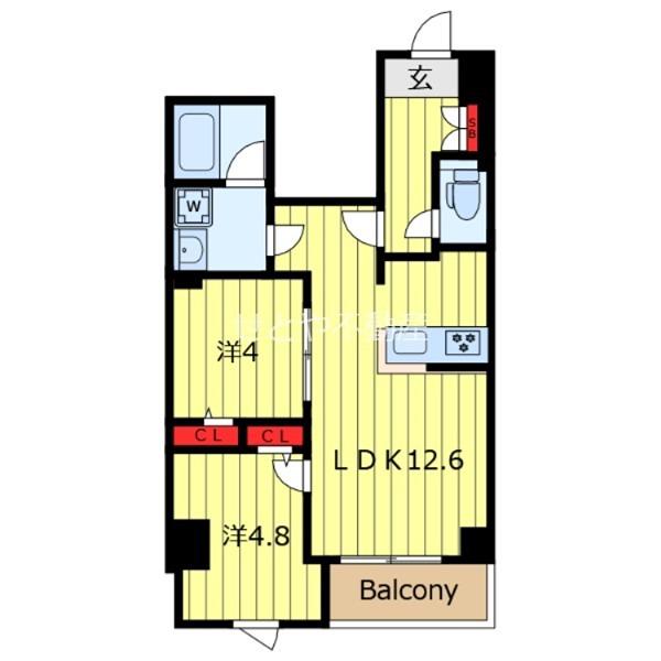ドゥーエ町屋II(2LDK/6階)の間取り写真