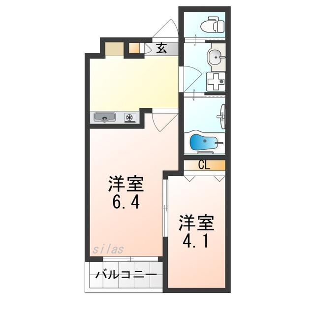 カーサフォルトナート羽曳野I(2K/2階)の間取り写真