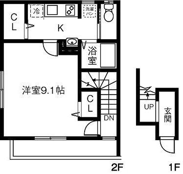 AVENUE 国府宮(1K/2階)の間取り写真