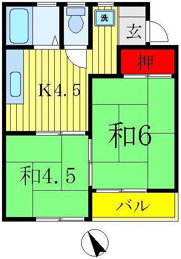 グリーンコーポ・M(2K/2階)の間取り写真