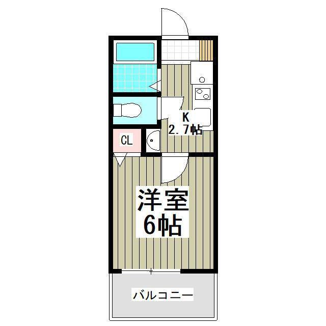 インフィニティ大宮(1K/2階)の間取り写真